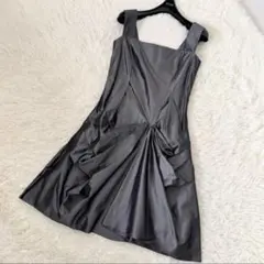 人気✨フォクシー シルクウェーブドレス 38 ドレープ ワンピース ノースリーブ