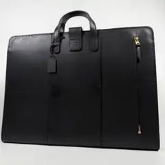 【美品】ヘルツ　二本手薄マチビジネスバッグ　オールレザー　ブラック　BW-101