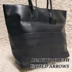 【未使用タグ付】ビューティー&ユース　トートバッグ　A4収納　レザー　濃紺