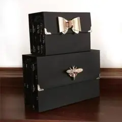 ヴィンテージ柄使用アコーディオンファイル 蛇腹ファイル コラージュ収納 蜂リボン
