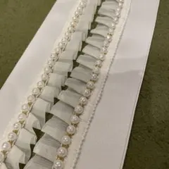 重ね衿　パール　クリームレース　成人式　振袖　卒業式　袴　伊達襟　重ね襟　襟飾り