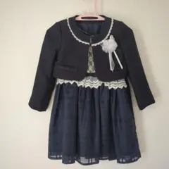 ヒロミチナカノネイビー フォーマルアンサンブルコサージュ付き１２０cm