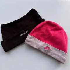 Nike ニット帽 ピンク グレー ✖️コムサ　ブラック