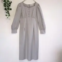 PROPORTION　ロングワンピース　ソフトタイト　グレー　M　パフスリーブ