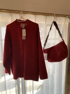 ⭐︎レッド カーディガン M〜Ｌサイズ ⭐︎ショルダーバッグ