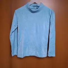 キッズ150　フリース長袖ハイネックカットソー　水色　男女兼用　UNIQLO
