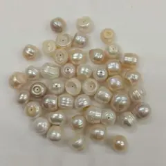 [難あり]淡水パール　バロック7個セット　貫通穴