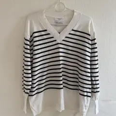 OPAQUE.CLIP ストライプ柄ニットセーター 36/S