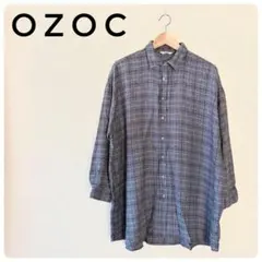美品‼OZOC レディース　グレー系 チェック柄 長袖シャツ　Мのサムネイル