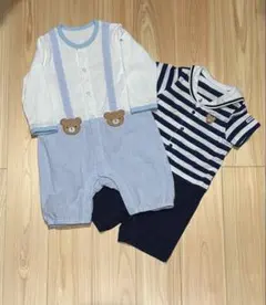 【2枚セット】ミキハウス ベビー服 80cm ロンパース セーラー ボーダー
