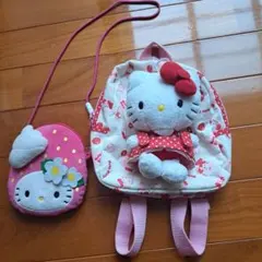 ハローキティ ぬいぐるみ付きリュック 小さなポシェット　２個セット
