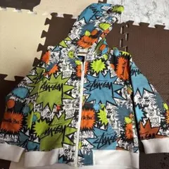 STUSSY KIDS 総柄 ジップアップパーカー S/3T