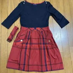 バーバリーブルーレーベル　ワンピース 36 ネイビー・レッドチェック