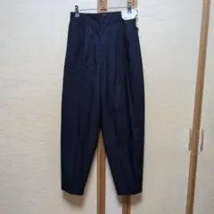 新品未使用UNIQLOネイビーリネンブレンドバレルレックパンツSサイズ