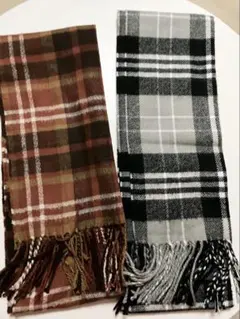 ★可愛い チェック柄マフラー ブラウン ブラック 2点セット★