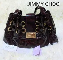 【未使用保管品】Jimmy Choo ジミーチュウ ラモナバッグ ワインエナメル