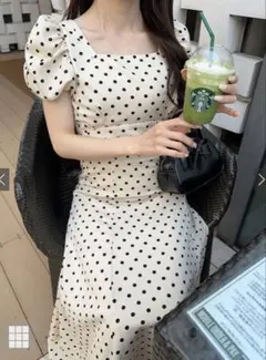 GRL ドット柄バルーンスリーブフレアワンピース［ru1163］