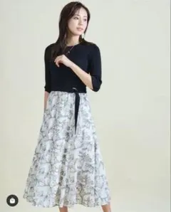 JUSGLITTY ジャスグリッティー　配色ドッキングワンピース　Mサイズ