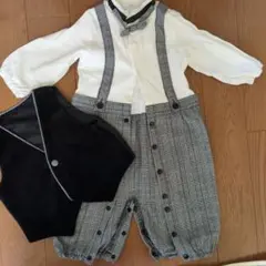セレモニースーツ 90cm チェック柄 ベスト付き　ロンパース