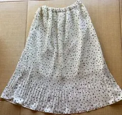 「最安値」美品ドットプリーツロングスカートアイボリー