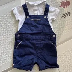 サロペット　ポロシャツ　2枚セット　obaibi ベビー　男の子　デニム　74のサムネイル