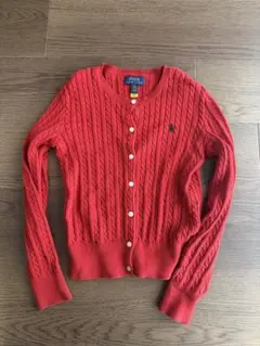 POLO RALPH LAUREN ケーブルニットカーディガンM140②赤