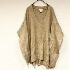 海外古着　美品✨H&M ベージュ Vネック オーバーサイズ セーター 【S】