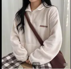 ソニョナラ　刺繍ハーフジップアップトレーナー