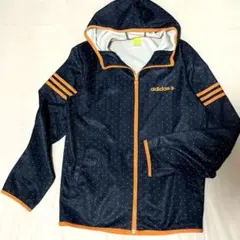 adidas フード付 ジャージ ジャケット ランニングウェア ドット L