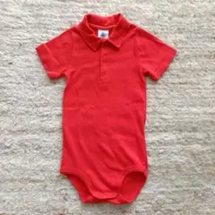 18m/81cm PETIT BATEAU 半袖 赤 ポロシャツ ロンパース