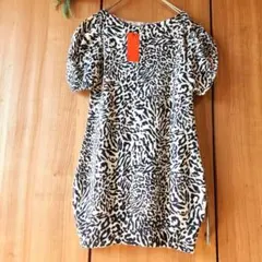 ☘️美品【NY-TRANZ】アンゴラウール 半袖 ヒョウ ミニワンピ チュニック