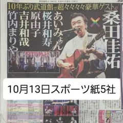 匿名配送！送料込み！ 10月13日 朝刊　 スポーツ紙全5社