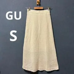 美品 GU S ナチュラル 透かし編みニットスカート　ウエストゴム ロング丈のサムネイル