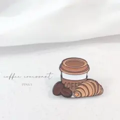 カフェタイム ピンバッジ・カップ クロワッサン 珈琲豆 パン モーニング ピンズ