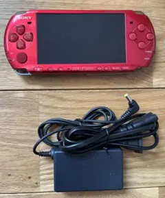 【動作確認済み】SONY PSP3000 レッド　ACアダプタ付