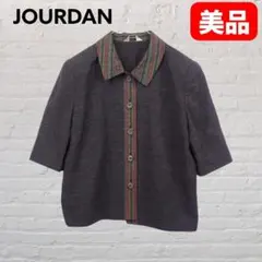 JOURDAN 麻混 半袖ジャケット レトロ柄 Mのサムネイル