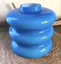 青い三層構造ランプシェード 照明器具 電気傘 昭和レトロ