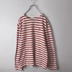 茶*ー様 ラコステ　鹿の子　ボーダー　長袖カットソー　ロンT メンズ　古着