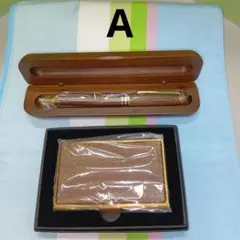 木製名刺入れと木製ケース木製ボールペン２点セットオールウッド新品・未使用