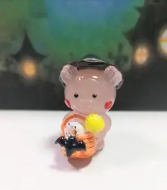 ガラス細工　ミニチュア　ブタさんオレンジ籠キャンディセット
