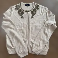 KEITH ベージュ ビーズ刺繍 カーディガン