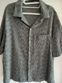 ZARA 半袖シャツ 凹凸素材 カーキ系 S