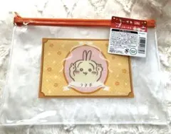ちいかわ フラットポーチ2　うさぎ（オレンジ）