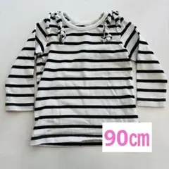 美品❣️ 子供服　女の子　長袖　90㎝　Tシャツ　ボーダー　白　キッズ服