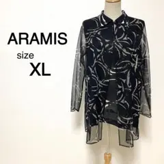 ARAMIS ブラックカラー 総柄 シアーシャツ