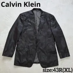Calvin Klein レザー調 L テーラードジャケット ブラック 黒