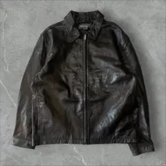 00s BANANA REPUBLIC レザージャケット XL 黒 本革 襟付き