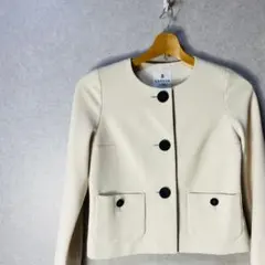 LANVIN en Bleu ノーカラージャケット 36 アイボリー