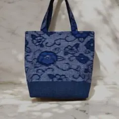 和風トートバッグ ネイビーグレー