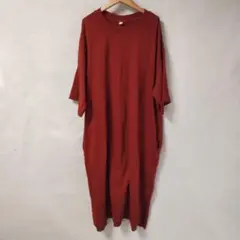 UNIQLO レンガ色 カットソーロングワンピース XXL